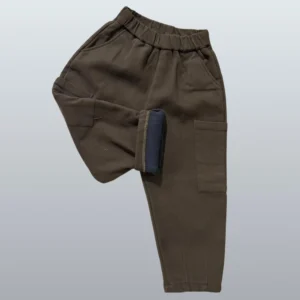 Olive Cargo Pants for Kids with Warm Inner – High Quality Winter Wear