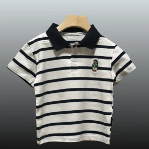 White Striped Polo Shirt for Kids – Soft & Comfortable Casual Wear